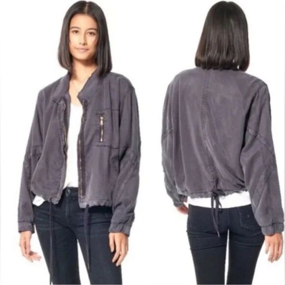 ✨YOUNG FABULOUS & BROKE✨ Clara Cinched Hem Utility Jacket - [Small, Gray] - Picture 1 of 12